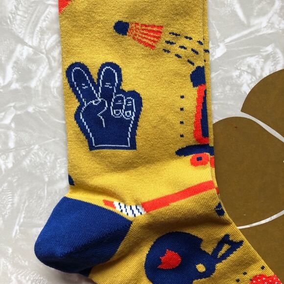 Sock It To Me Artist Colab Ryan Bubnis Yellow Blue Sports Novelty Crew Socks - Picture 6 of 7
